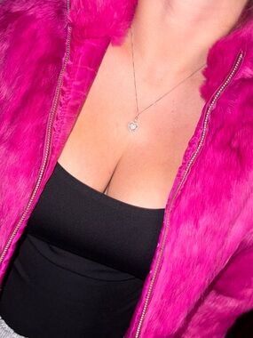 Wilson's Women’s Bright Pink Rabbit Fur Zip-Front Jacket